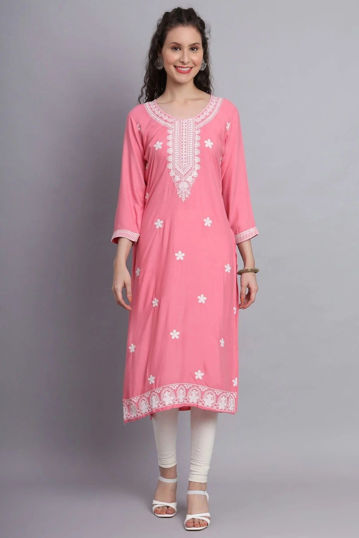 Pink Rayon Kurti NCKR11112114