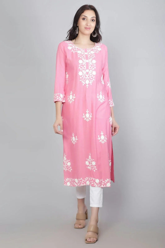 Pink Rayon Kurti NCKR11112127