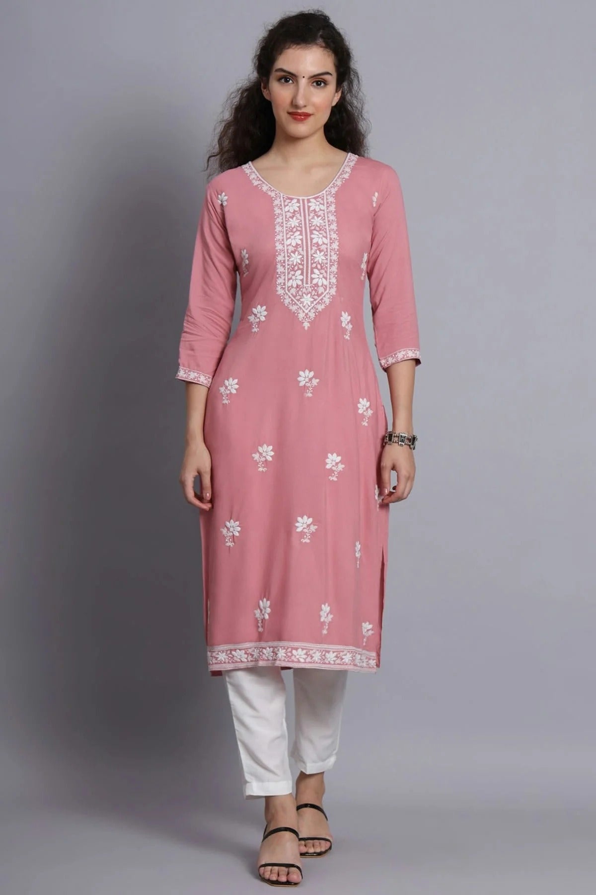 Pink Rayon Kurti NCKR11112161