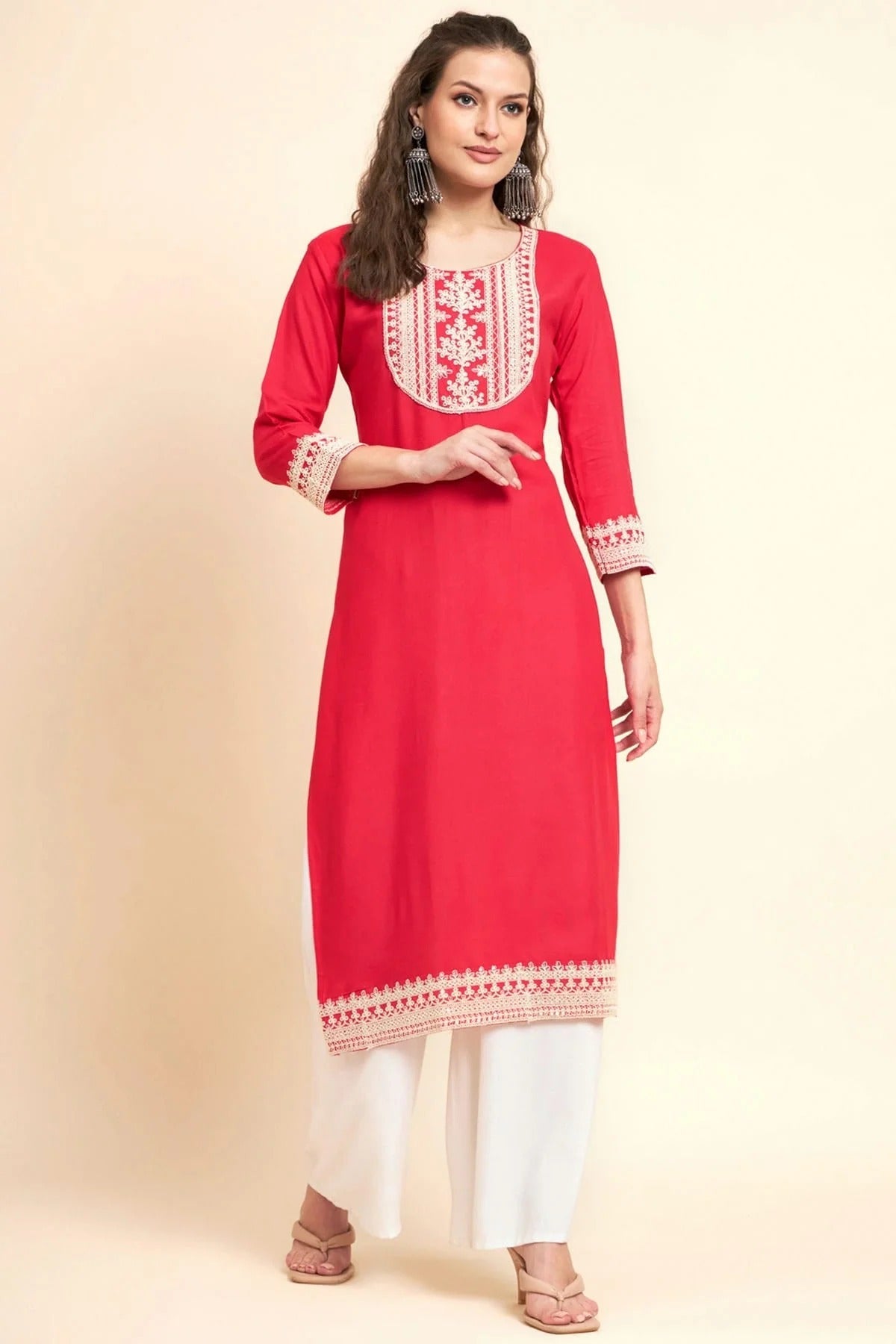Pink Rayon Kurti NCKR11112170