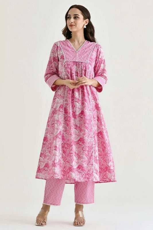 Pink Rayon Slub Stitched Suit NCSS11111421