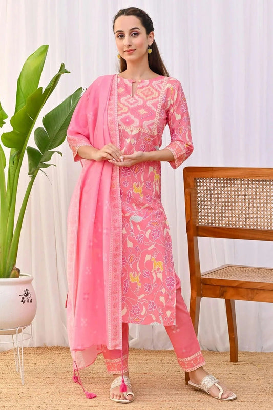 Pink Rayon Slub Stitched Suit NCSS11111425