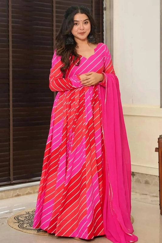 Pink Rayon Stitched Gown NCGW11111376