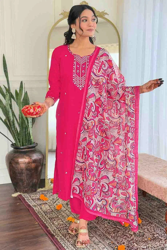 Pink Rayon Stitched Suit NCSS11110676