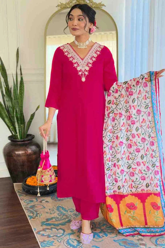 Pink Rayon Stitched Suit NCSS11110863