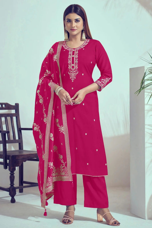 Pink Roman Silk Stitched Salwar Suit NCSS11111592