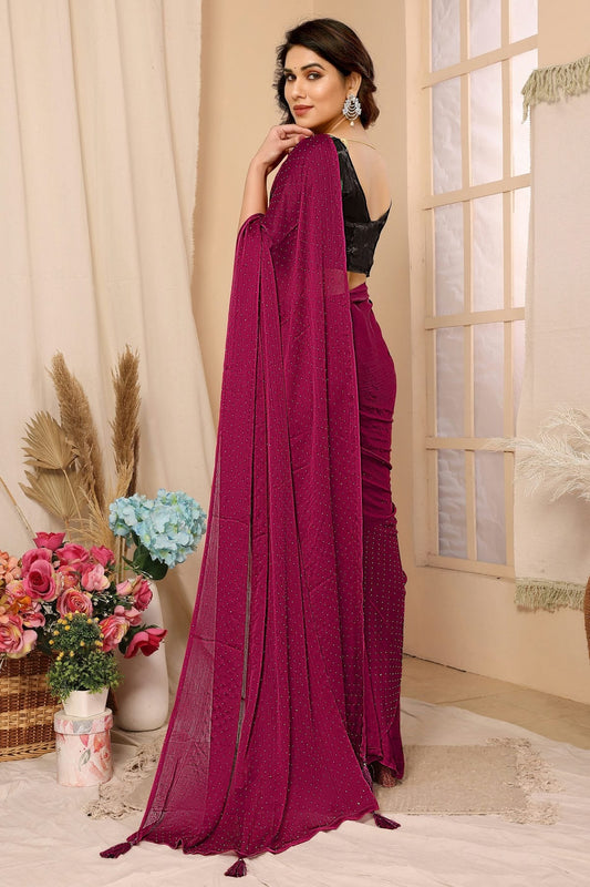 Pink Satin Chiffon Saree NCSD11112530