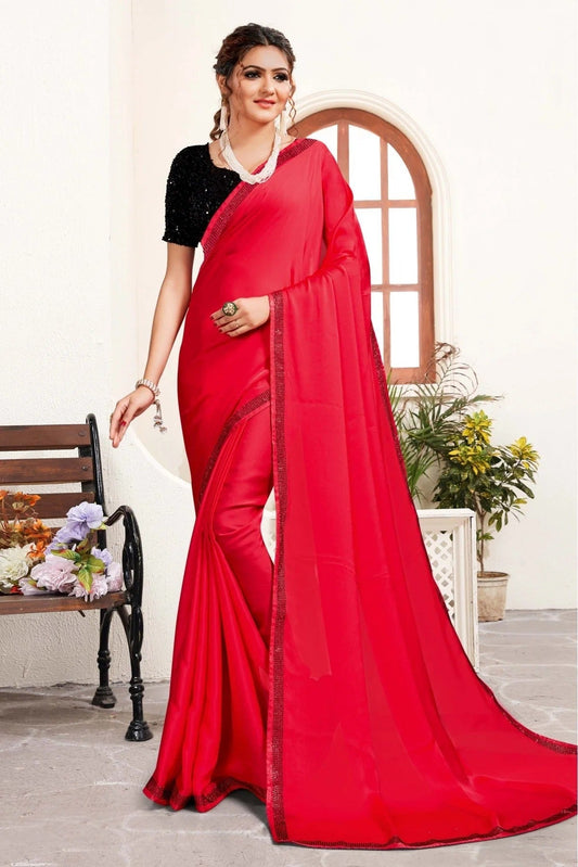 Pink Satin Designer Saree NCSD11210537