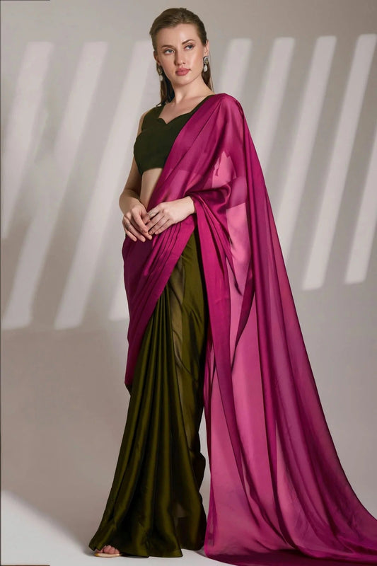 Pink Satin Rangoli Saree NCSD11111079