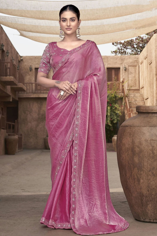 Pink Satin Silk Designer Saree NCSD11111111