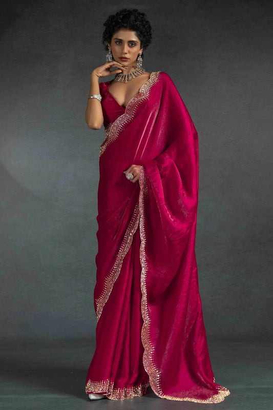 Pink Satin Silk Designer Saree NCSD11210148