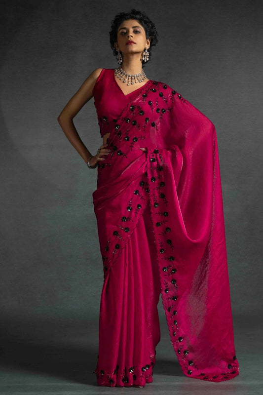 Pink Satin Silk Designer Saree NCSD11210166