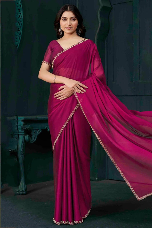Pink Satin Silk Designer Saree NCSD11210170