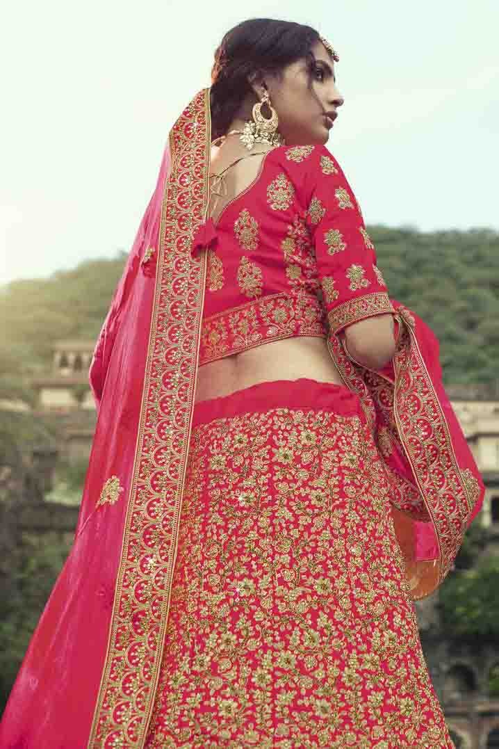 Pink Satin Thread Lehenga Choli NCLC10810485