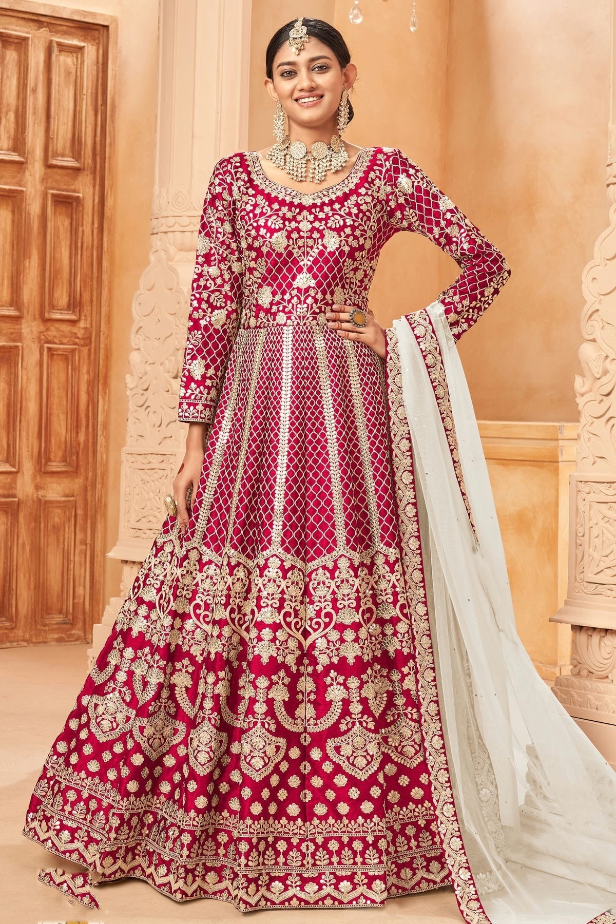 Pink Semi Stitched Art Silk Anarkali Suit NCSM10510303