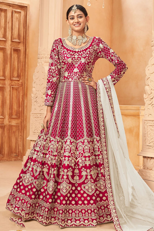 Pink Semi Stitched Art Silk Anarkali Suit NCSM10510303