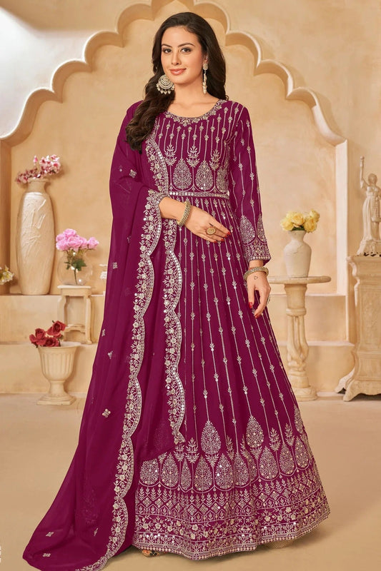 Pink Semi Stitched Faux Georgette Anarkali Suit NCSM10510298