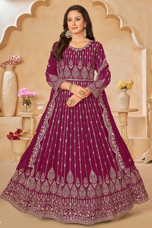 Pink Semi Stitched Faux Georgette Anarkali Suit NCSM10510298
