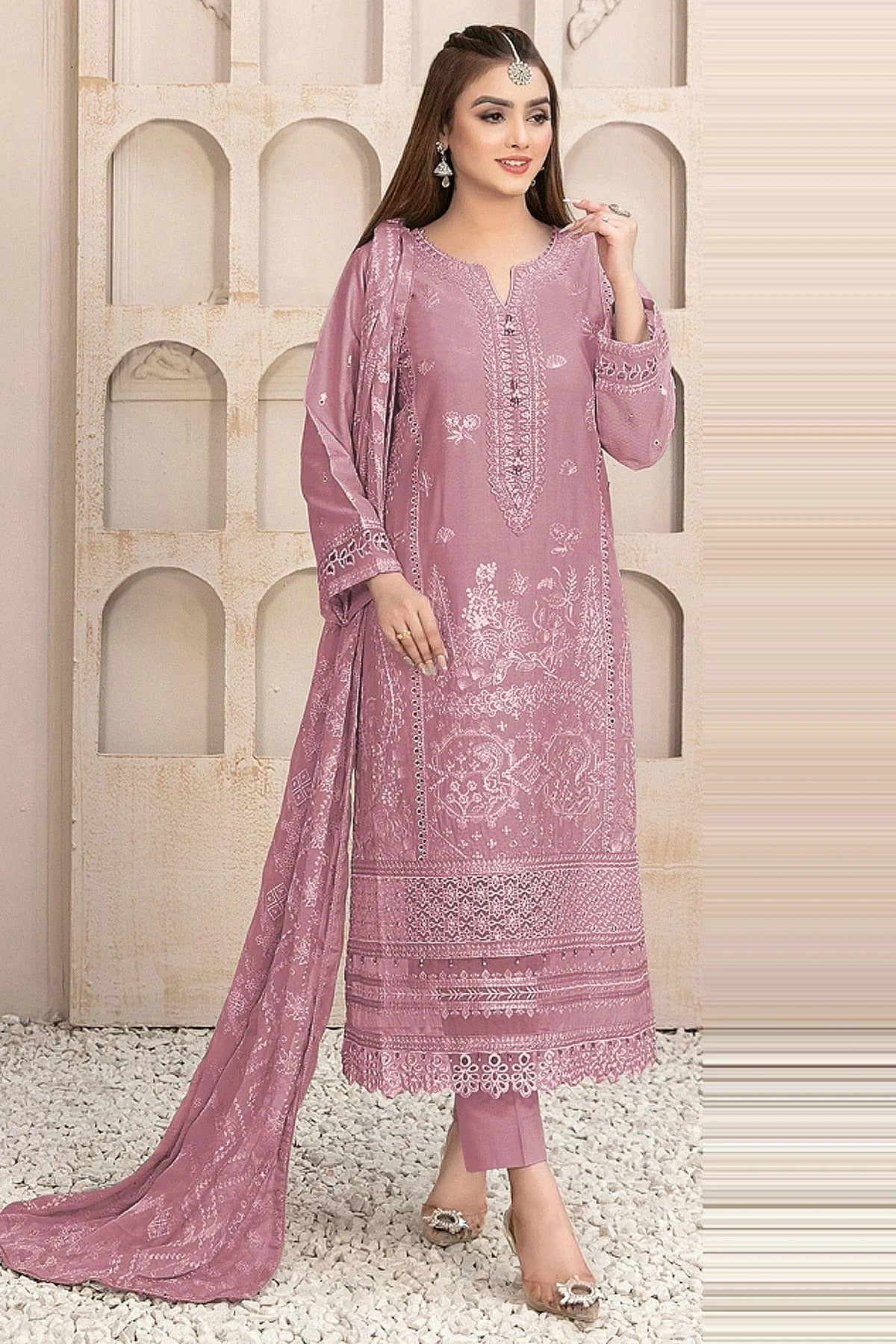 Pink Semi Stitched Faux Georgette Pakistani Suit NCSM11410515