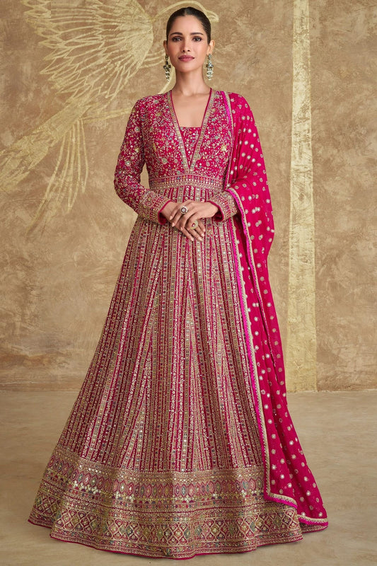 Pink Semi Stitched Georgette Anarkali Suit NCSM11111027