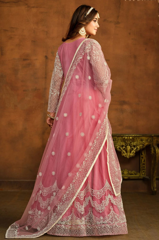 Pink Semi Stitched Net Anarkali Suit NCSM10510291