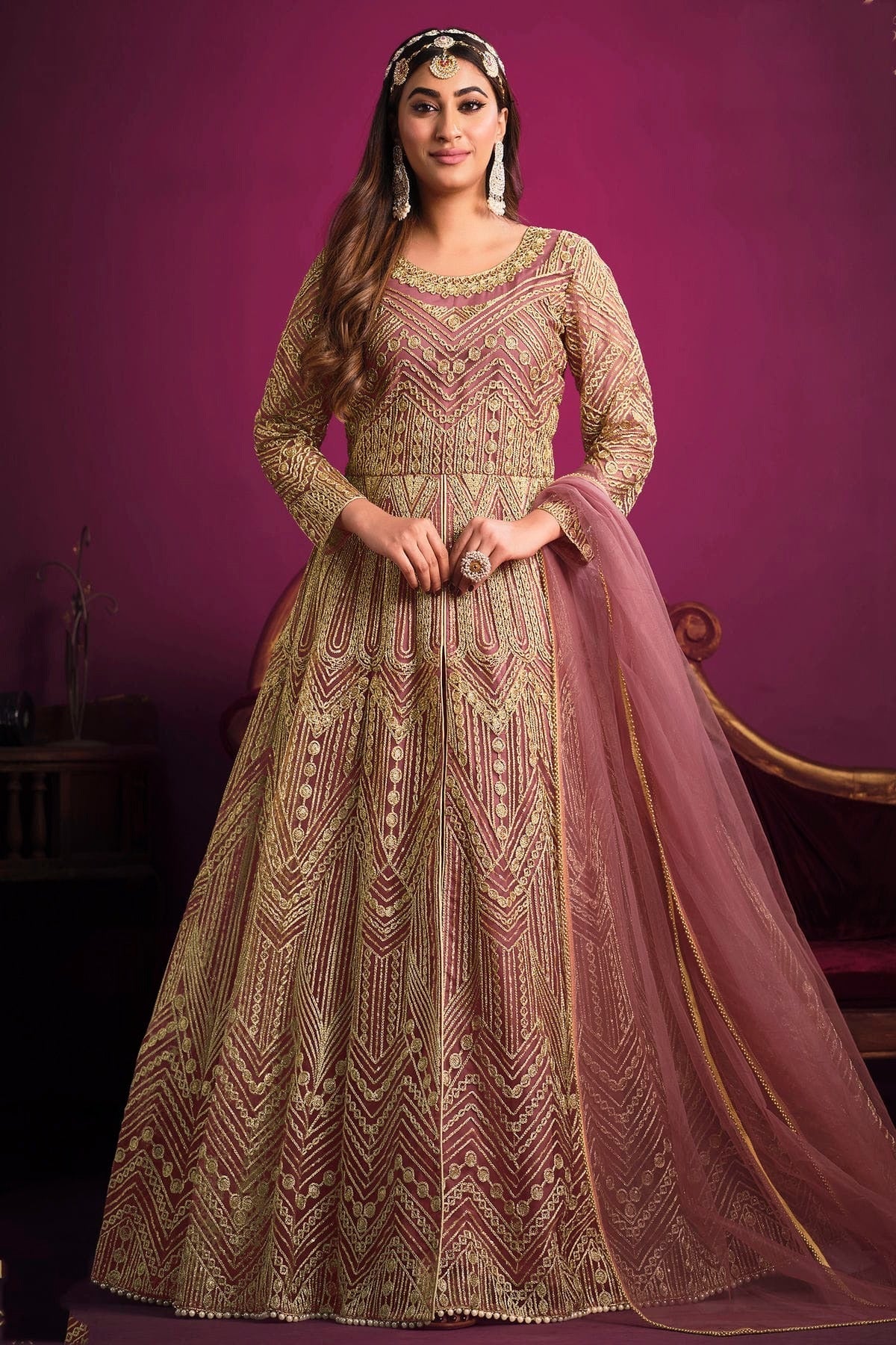 Pink Semi Stitched Net Pant Style Suit NCSM10510310