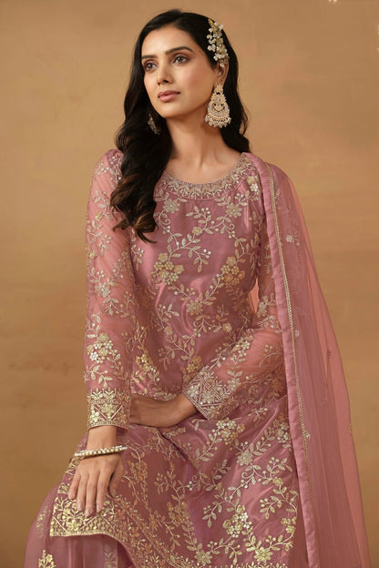 Pink Semi Stitched Net Sharara Suit NCSM10510285