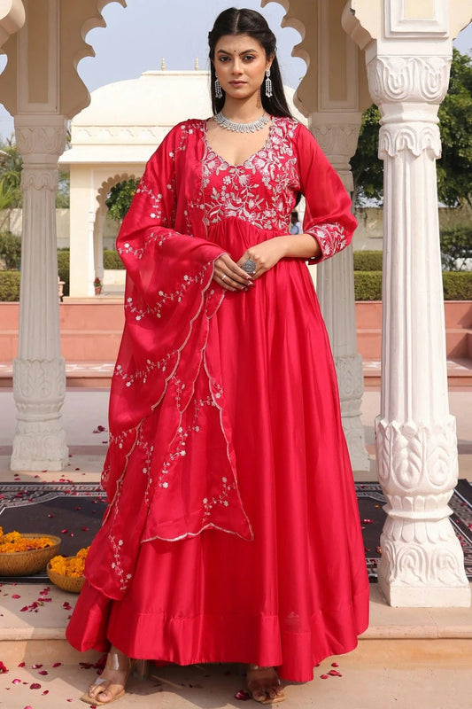 Pink Semi Stitched Rangoli Silk Anarkali Suit NCSM11710165