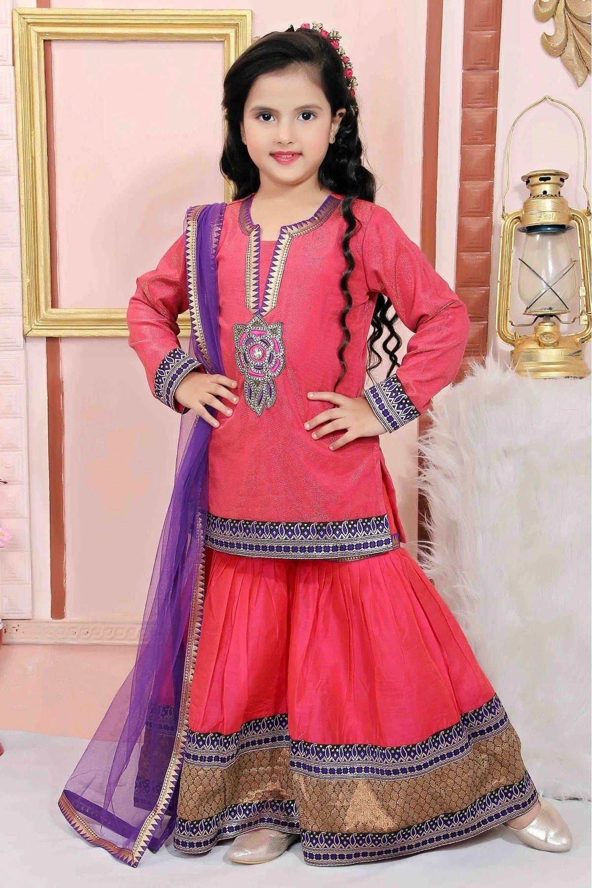 Pink Shimmer Net Party Wear Sharara Suit NCGW10710770