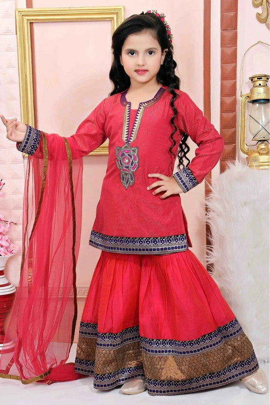 Pink Shimmer Net Party Wear Sharara Suit NCGW10710770