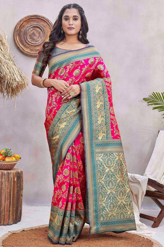 Pink Silk Blend Traditional Saree NCSD11111854