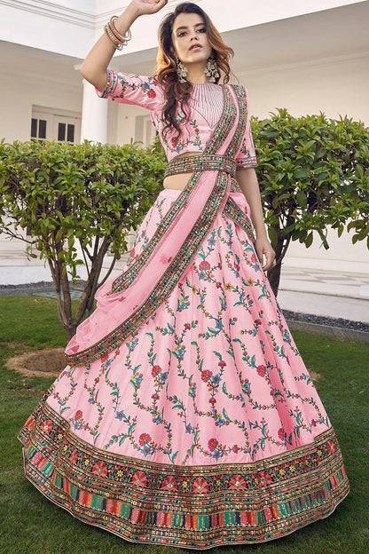Pink Silk Embroidery Lehenga Choli NCLC11510154