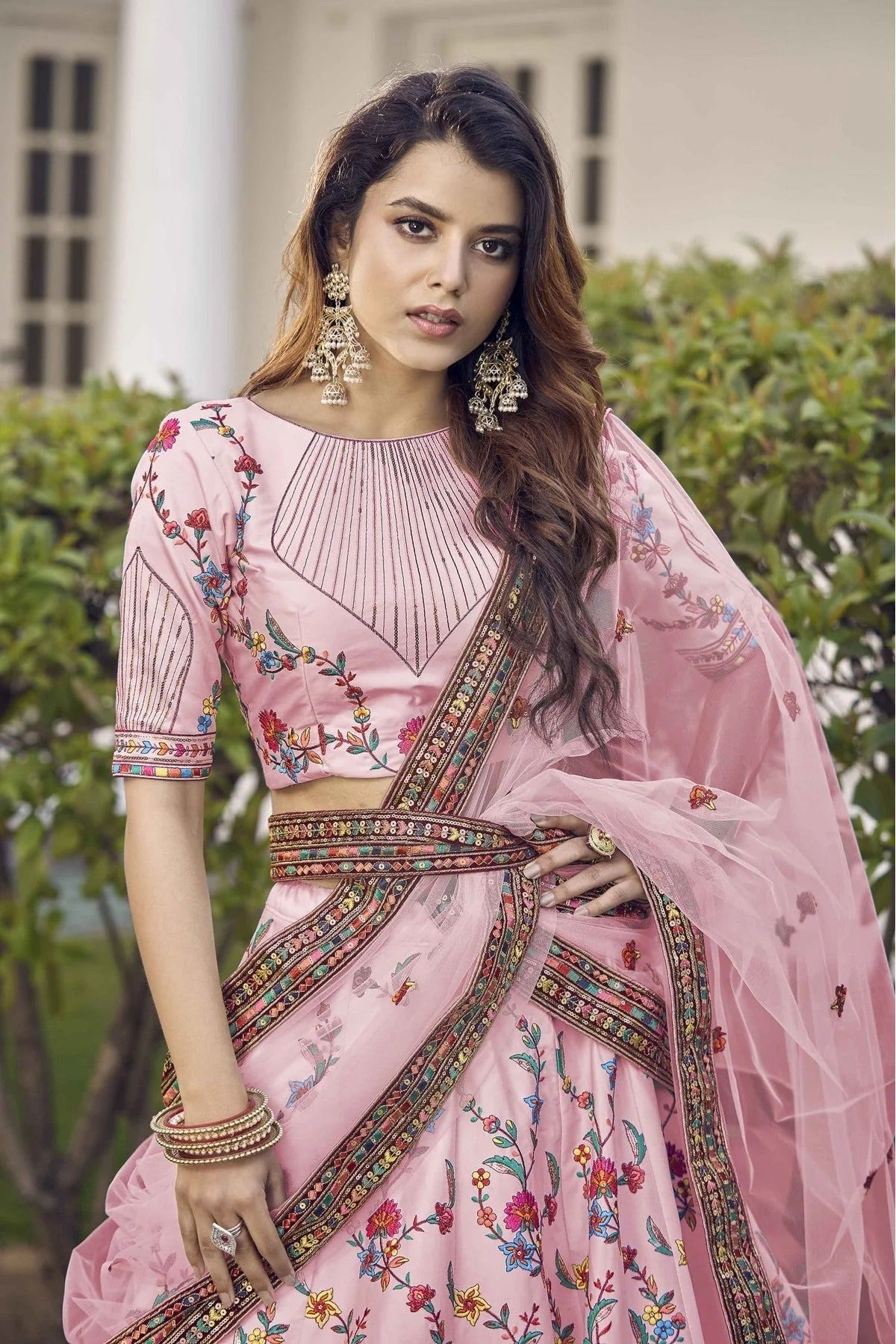 Pink Silk Embroidery Lehenga Choli NCLC11510154