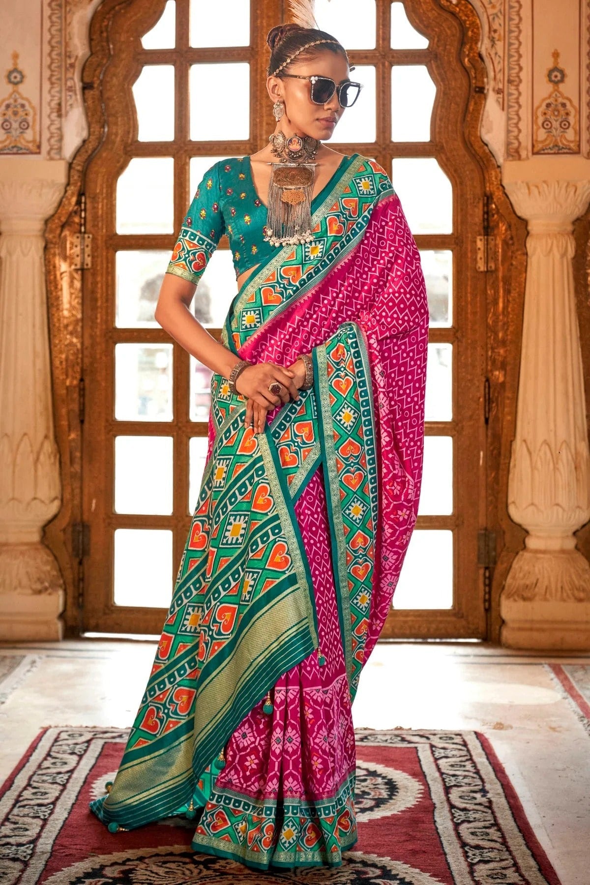 Pink Silk Patola Print Saree NCSD12910171