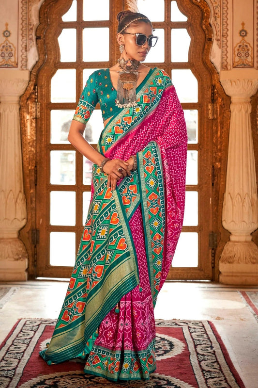 Pink Silk Patola Print Saree NCSD12910171