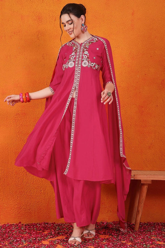 Pink Silk Stitched Salwar Suit NCSS11111985