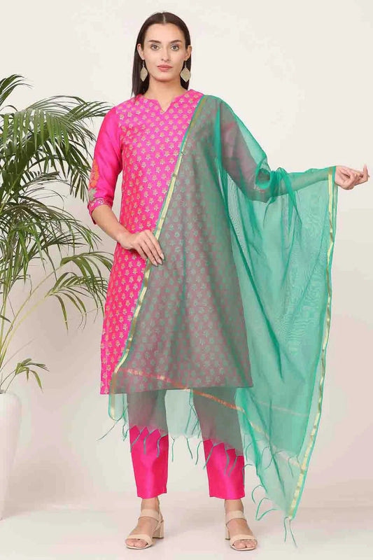 Pink Silk Stitched Suit NCSS11110906