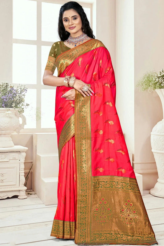 Pink Silk Woven Traditional Saree NCSD11010264