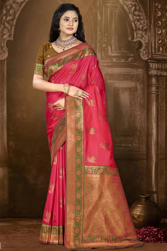 Pink Silk Woven Traditional Saree NCSD11010282