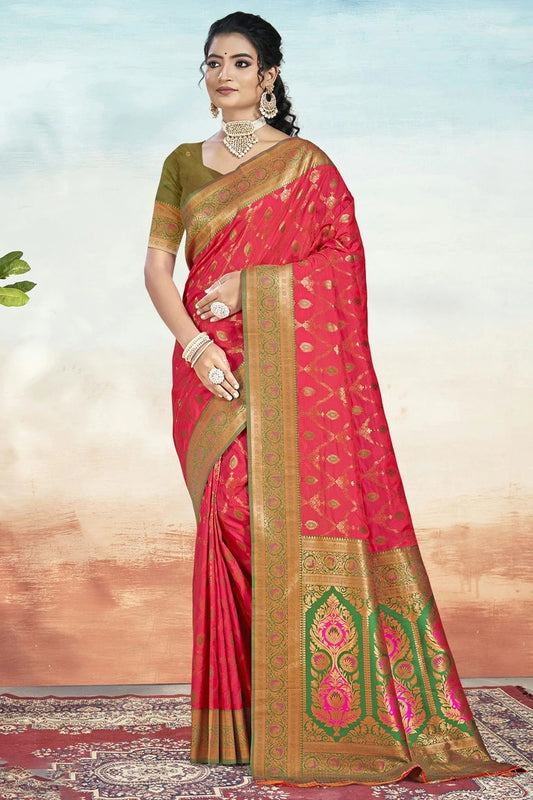 Pink Silk Woven Traditional Saree NCSD11010289