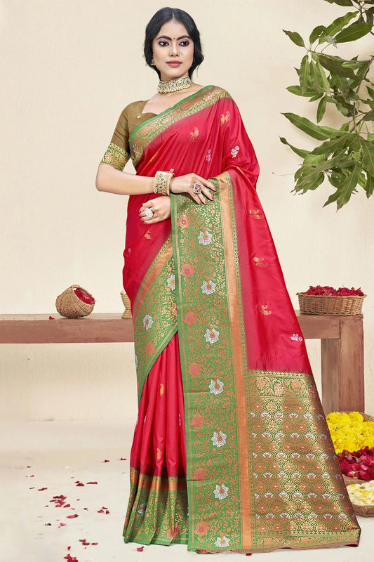 Pink Silk Woven Traditional Saree NCSD11010318