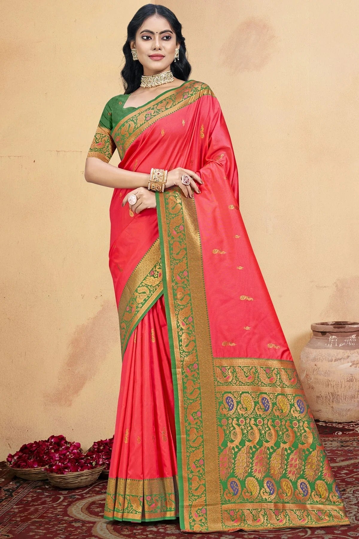 Pink Silk Woven Traditional Saree NCSD11010325