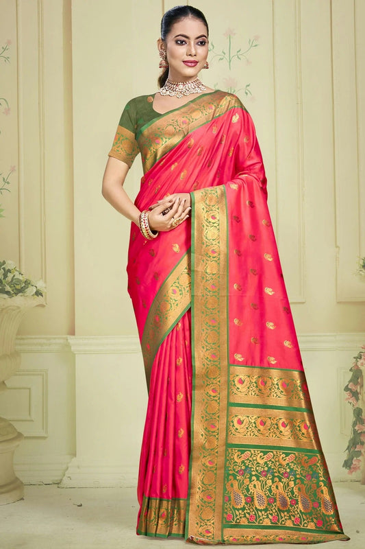 Pink Silk Woven Traditional Saree NCSD11010370