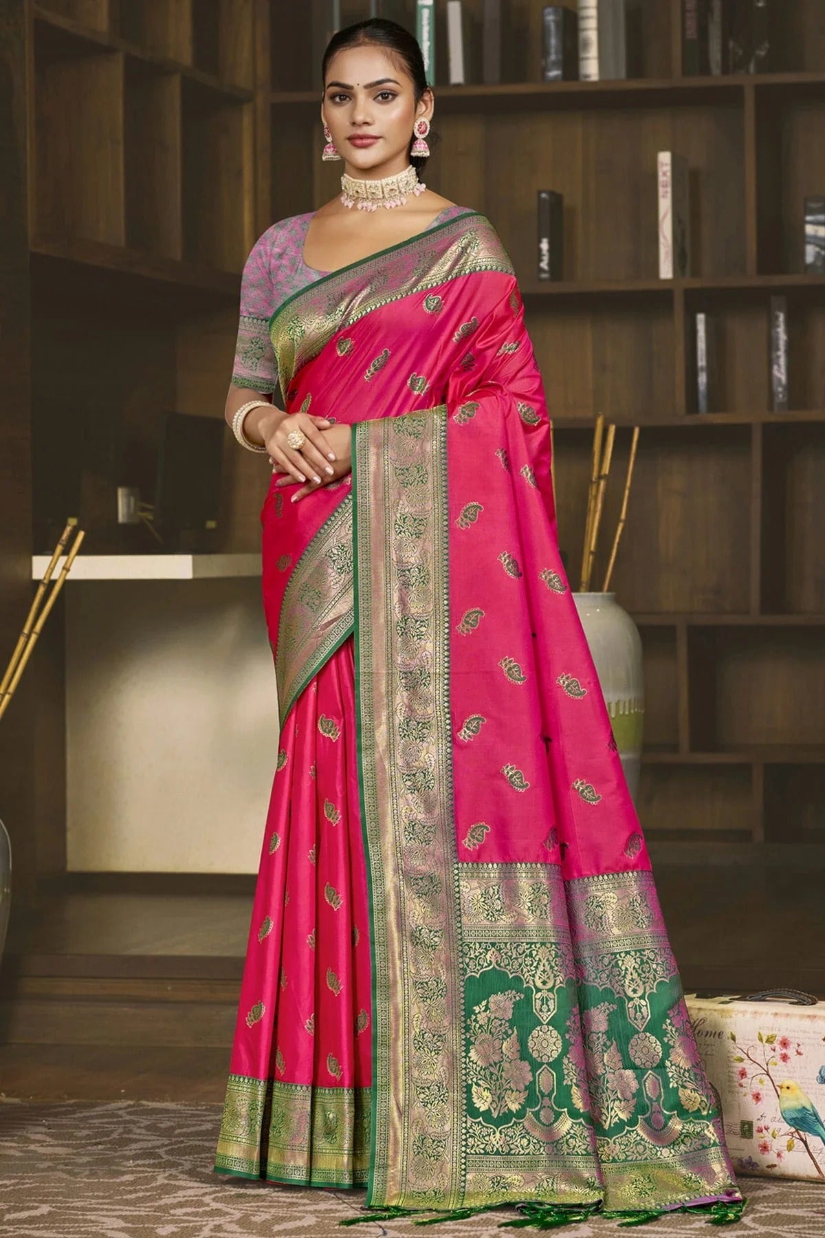 Pink Silk Woven Traditional Saree NCSD11010407