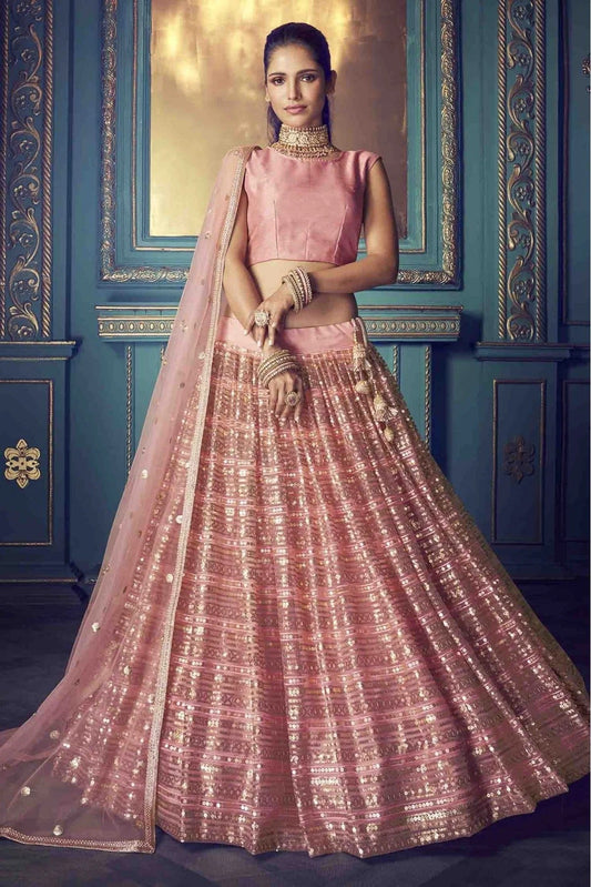 Pink Soft Net Embroidery Lehenga Choli NCLC10810500