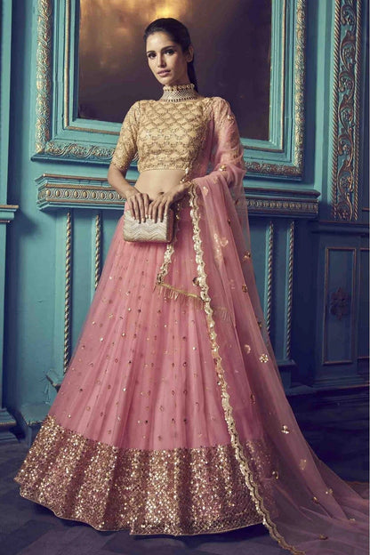 Pink Soft Net Embroidery Lehenga Choli NCLC10810503