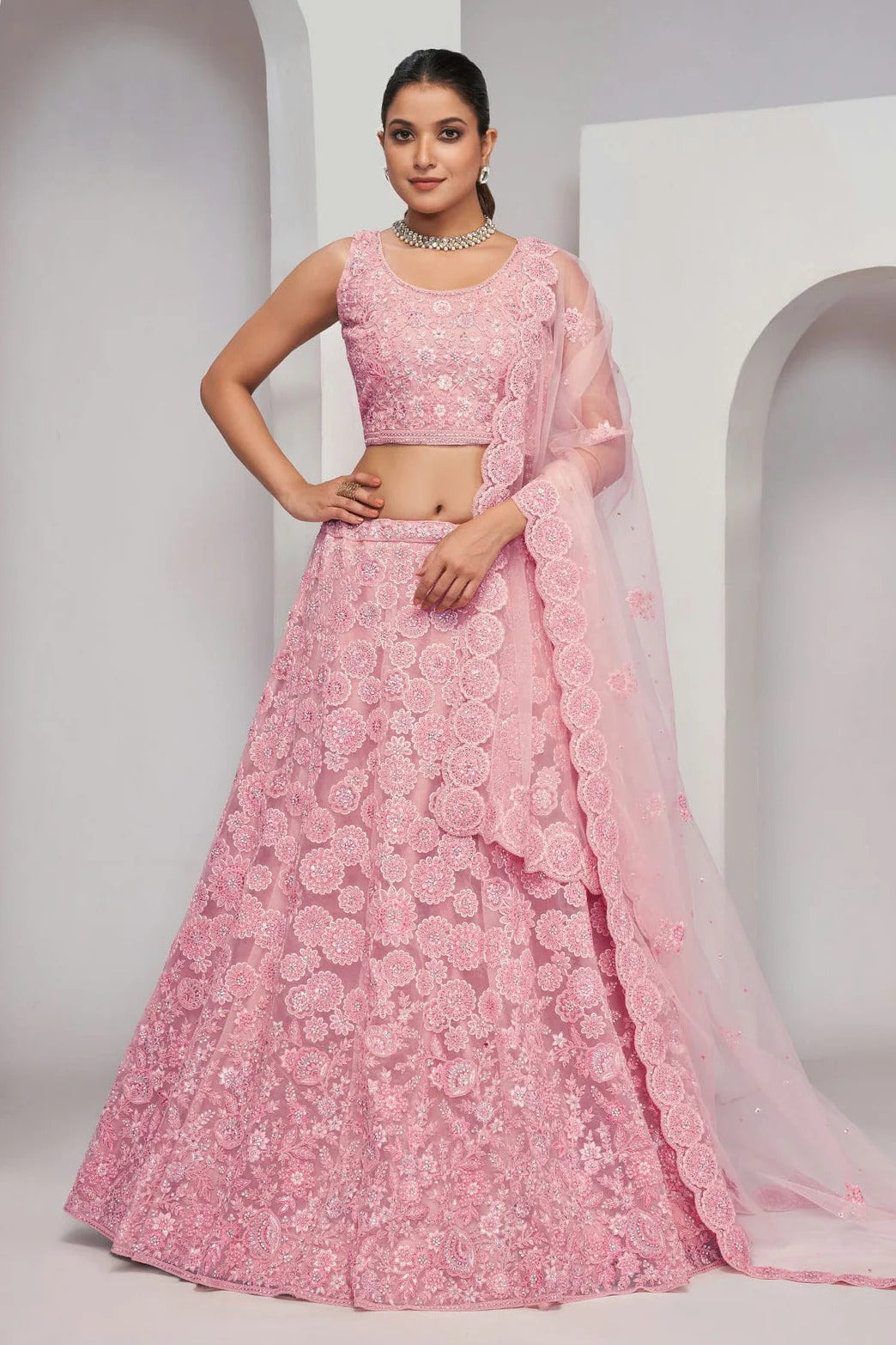 Pink Soft Net Lehenga Choli NCLC10310104