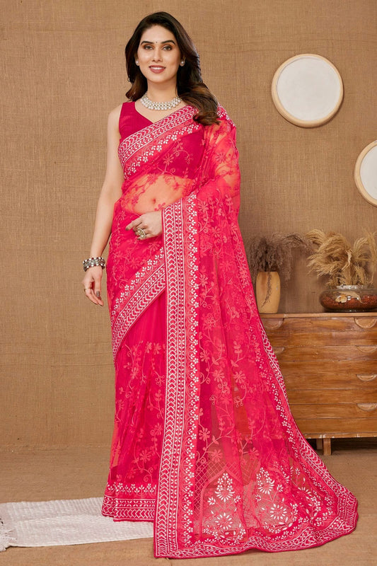 Pink Soft Net Saree NCSD11112500