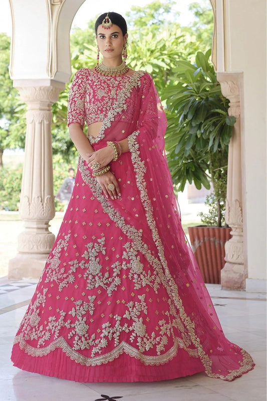 Pink Soft Net Sequins Lehenga Choli NCLC10810582