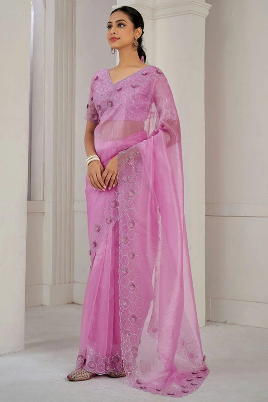 Pink Soft Organza Designer Saree NCSD11210234